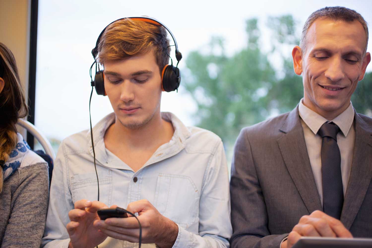 man listening to music