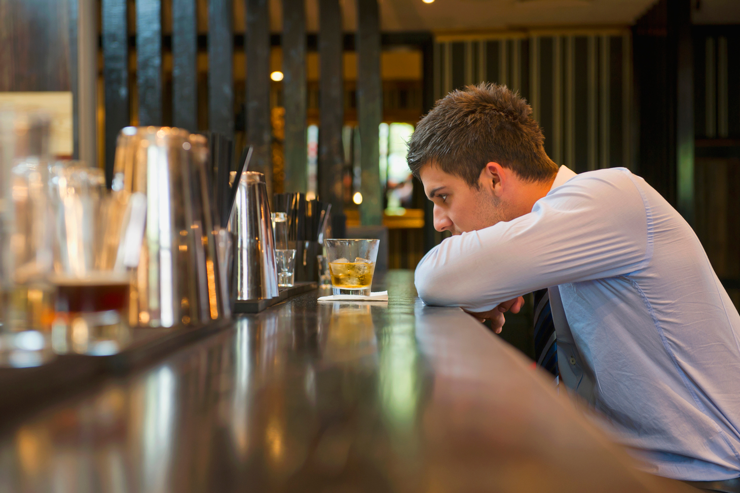 man alone at bar