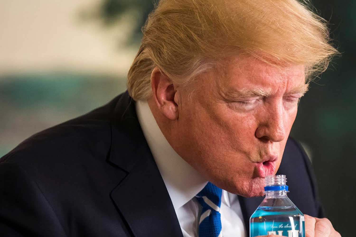 Trump drinking water