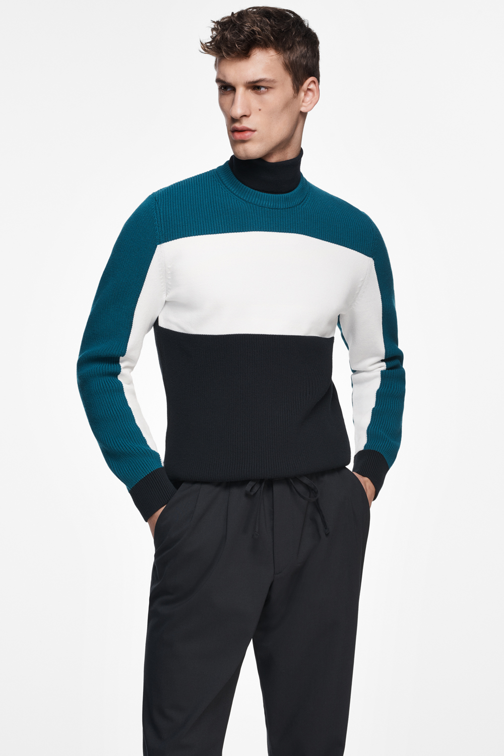 Walk the line in made-to-be-seen stripe colour blocks. Image: Hugo BOSS